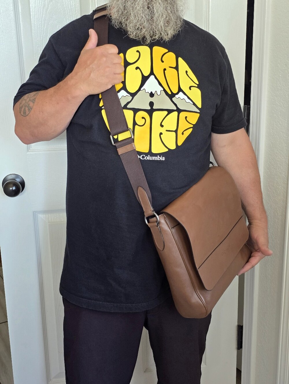 Coach Houston Map Leather Messenger Bag